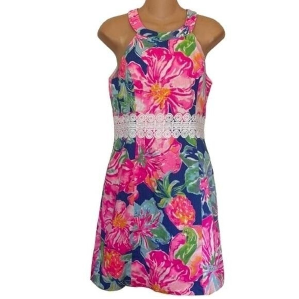 Lilly Pulitzer Ashlyn Shift Dress Sz 2 Floral Sleeveless Pink - Picture 1 of 7